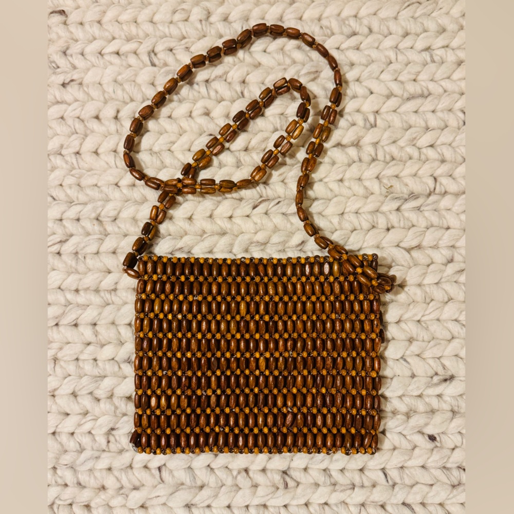 NWOT-WOODEN BEADED BOHO PURSE